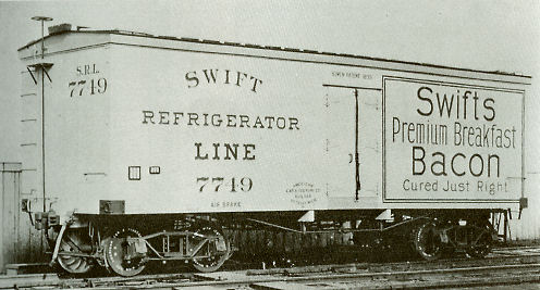 1899 photograph of an early Swift Refrigerator Line railroad car